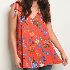 GIRLY & FLIRTY RED FLORAL TOP